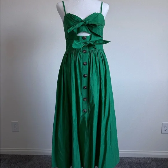 Kate Spade - Green Button-Down Dress with Bow Detail - Picture 1 of 3